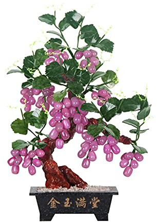 Konstgjorda träd Kinesiska konstgjorda bonsaiträd Naturlig Jade Kruk Jade Druva Vinstock Bonsai för heminredning Kontorsfönsterbräda Display Träd Zen Krukväxter