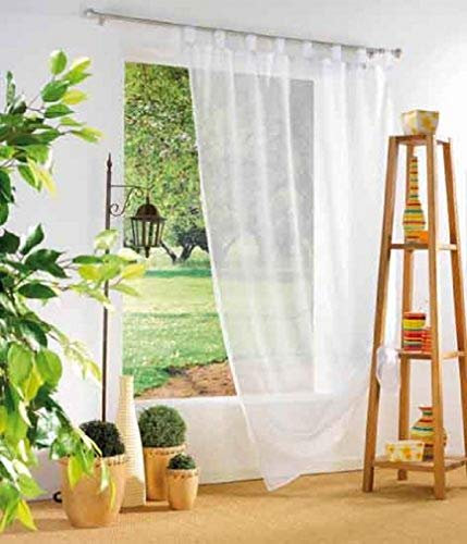 Douceur D'Intérieur - 1364005, Tendaggio Con Passanti , 135 X 240 Cm , Voile Uni , Velo Unito , Bianco