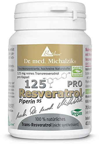 Resveratrol 125 PRO Dr. Michalzik, 125 mg Trans-Resveratrol, 70 Kapseln