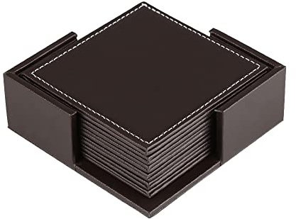 KINGFOM Juego de 6 Posavasos de Piel Marrón