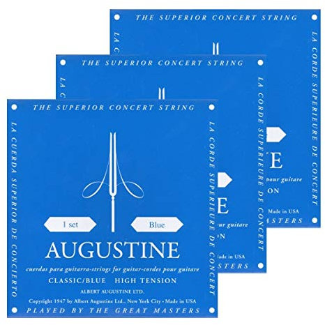 Augustine 3x Blue Saitensatz (Stark) Nylon-Konzert-Klassik-Gitarre-Saiten-Satz