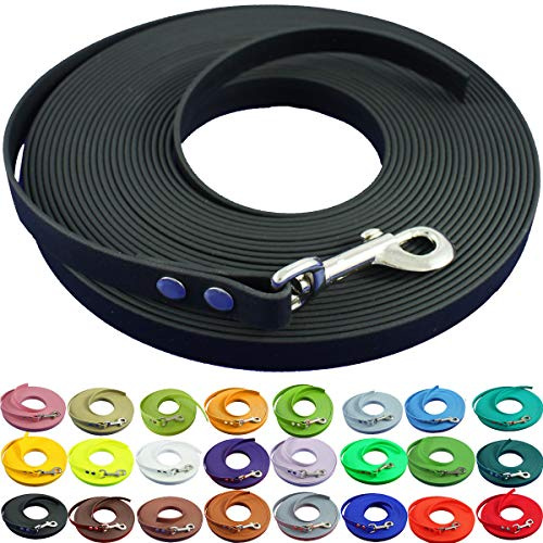 bio-leine Schleppleine 12mm aus Biothane - 5,0 m in Schwarz I Hundeleine ohne Handschlaufe für kleine und große Hunde - Wasserabweisende Leine