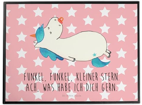 Mr. & Mrs. Panda Schreibunterlage Einhorn Schnuller - Geschenk, schreibtischunterlage, schreibtischauflagen, Baby, Geburtstag, Mama, Unicorn, Einhörner, Mutter, schreibtischunterlagen