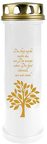 HS Candle 5er Pack Grabkerzen mit Motiv, Grablicht mit Brenndauer von ca. 4 Tage, Motiv: Baum Gold, in vielen weiteren Varianten