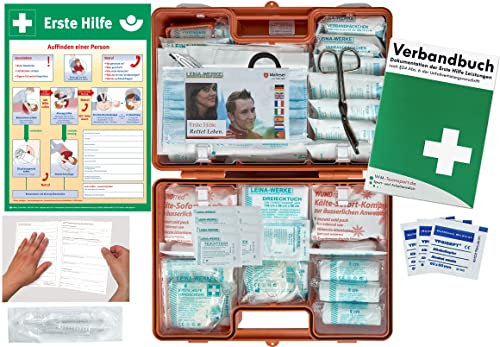 Verbandskoffer/Verbandskasten (G) -Paket 2- Erste Hilfe nach aktueller DIN 13169 für Betriebe -DSGVO- INKL. PERFORIERTEM VERBANDBUCH + Aushang Erste Hilfe