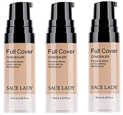 3 Pack Pro Full Cover Liquid Concealer, Waterproof Smooth Matte Flawless Finish Creamy Concealer Foundation for Eye Dark Circles Spot Face Concealer Makeup, Size:3×6ml/0.20Fl Oz, Natural