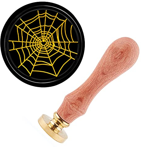 craspire Retro Siegellack Stempel Schick, Spinnennetz Wachs-Siegel-Stempel Abnehmbar Dichtungsstempelkopf Aus Messing Holzgriff Für Hochzeitsgeschenkverpackung Briefe Weinpakete