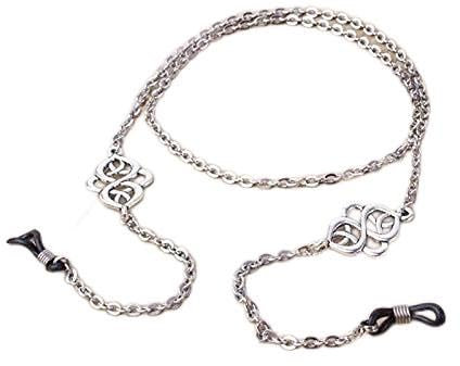 Yienate Rutschfeste Brillenkette aus Porzellan, Knoten, Silber, Brillenkette, Sonnenbrillenhalter, Brillenzubehör, Brillenhalter, Lesebrillenband für Damen und Herren