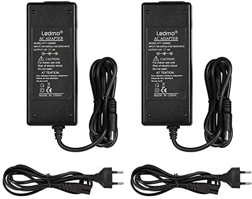 LEDMO 2 Pcs Fuente alimentacion 12V 5A Transformador 60W, Alimentador adaptador 12v led Transformador 220v a 12v Para tira led radio monitores PC portátil etc