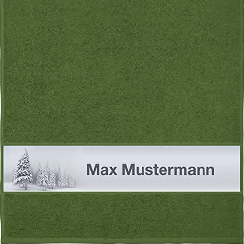 Handtuch mit Namen - personalisiert - Motiv Winterlandschaft - viele Farben & Motive - Dusch-Handtuch - dunkelgrün - Größe 50x100 cm - persönliches Geschenk mit Wunsch-Motiv und Wunsch-Name
