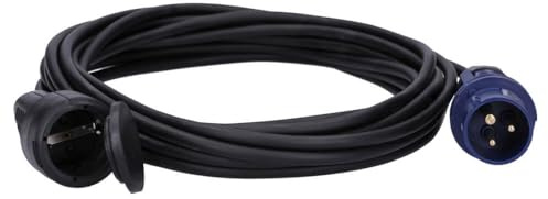 Voxura CEE-Adapterleitung Schutzkontakt-Kupplung CEE-Stecker Schutzkappe Camping Caravan Wohnmobil Wohnwagen Boot Stromkabel Außenbereich 3-polig 230V 16A H07RN-F 3x1,5 IP44 10m