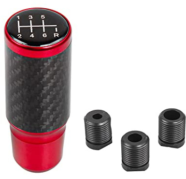 muge racing Gear Shift Knob，Car Gear Knob Shifter 6 Speed Universal Aluminum Gear Shifter Stick with 3 Adapters(Red)