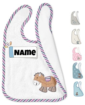 Stickling Sterntaler Lätzchen Baby mit Name personalisiert | Klettlätzchen | bestickt mit Namen | Lätzchen mit Klettverschluss | personalisiert | Baby Latz