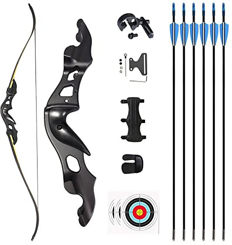 ZSHJGJR 60 Pfeil und Bogen Set 20-55 lbs Recurvebogen Bogenschießen Set Jagdbogen mit Zubehör Rechte Hand für Outdoor Bogenschießen und Jagd (20lbs)