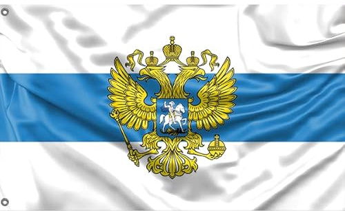 Drapeau non officiel du mouvement russe anti-guerre avec armoiries | Design unique imprimé | Fabriqué en UE (90 x 150 cm)