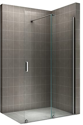 i-flair Walk In Duschwand mit Schiebetür NADINE 150x200cm in Chrom Duschabtrennung aus 8mm ESG Nano - Links und Rechts montierbar