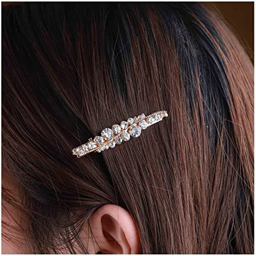 Yheakne Vintage Kristall Haarspange Pin Gold Strass Haarnadeln Clip Cz Hochzeit Haarspange Glanz Kristall Haarteil Dekorative Metall Haarspange Gothic Haarzubehör Für Frauen Und Mädchen (kristall)