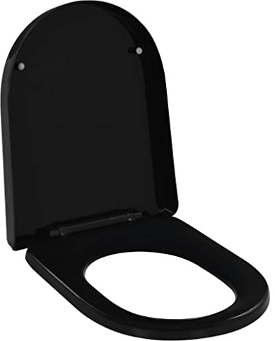 WIFESE Abattant WC à fermeture en Douceur Libération Rapide Noir Siège de Toilette 45x35 cm Cuvette Toilette Durable Lunette de Toilette Planche WC pour Maison Restaurant Magasin Hôtel