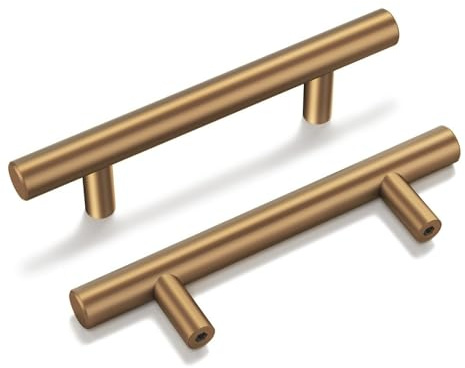 Goldenwarm 25 Pack Champagne Bronze Cabinet Pulls Gold Cabinet Handles 3 inch(76mm) Champagne Drawer Handles Brushed Bronze Drawer Pulls Kitchen Bathroom Bedroom Furniture Hardware