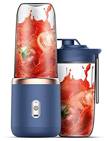 Irishom Mixer Smoothie Maker,tragbarer Mixer,Smoothie Maker to Go mit 2x450ml Flaschen,Geeignet für Familien, Camping und Sportarten,blau