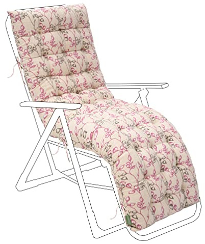 Gardenista Outdoor Patio Sun Lounger Cushion 160x48cm | Water Resistant Garden Recliner Chair Cushion | Thick Sunbed Cushion Replacement Pad with Secure Ties (Vine)