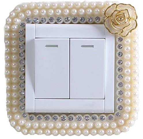 vepoty Calcomanía para Interruptor de luz, Pegatina para Interruptor de luz de Perla de Estilo Europeo, Pegatina de Enchufe de luz de Pared de plástico para decoración del hogar
