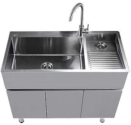 TRGCJGH Edelstahl Unterschrank Schrank Waschtisch Waschbecken mit Schrank mit Unterschrank Badezimmermöbel Möbel für Gäste WC (100x48cm/39.3x18.8in,with Right Washboard)