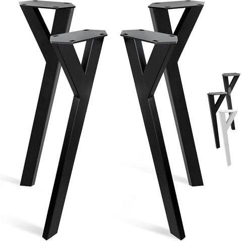 Natural Goods Berlin 4er Set Y Legs Tischbeine (Schwarz, 72 cm) - Möbelfüße aus Metall in Y-Form für Dein nächstes DIY-Projekt - Schwerlast Tischgestell für Schreibtische & Esstische