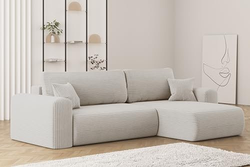 Kaiser Möbel, Sofa mit schlaffunktion, mit Bettkasten, Schlafsofa Capri, Designer Sofa, Modern Design Couch, Polsterecke, Freistehend, Stoff Neve Schwarz