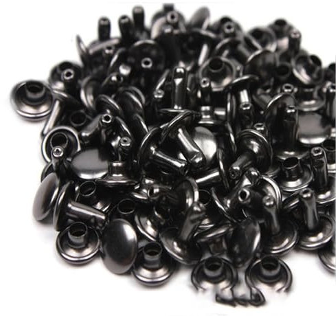 Mcoser Lot de 150 rivets en cuir noir 10 mm x 10 mm tubulaires en métal à double capuchon pour bricolage du cuir