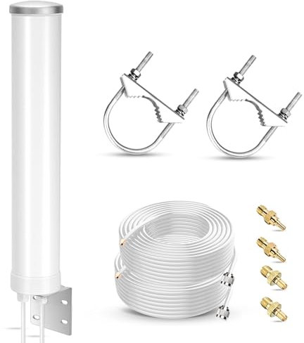 Nelawya 4G LTE 5G Outdoor Antenna, 12 dBi External MIMO Antenna 698-3800 MHz, Compatible with 4G LTE 5G M1 MR1100 Router TS9 SMA CRC9 Adapter, up to 15km