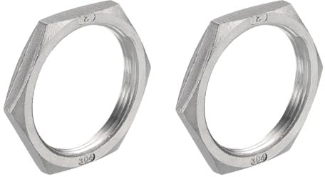 QUARKZMAN 2 pcs Fonte Tuyau Raccord Hex Contre-écrou, 304 Inox Acier Hex Verrouillage Écrou 2 Femelle Filetage (DN50) pour Plomberie Fixe, Eau Balai et Châssis Nettoyant