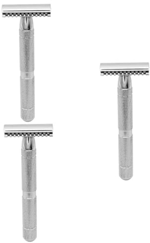 Healeved 3stücke Sicherer Rasierer Aus Edelstahl Doppelter Nassrasierer Für Männer Professionelles Design Mit Rutschfester Grifffläche Für Barbershops Und Zuhause Hautschonend Ohne