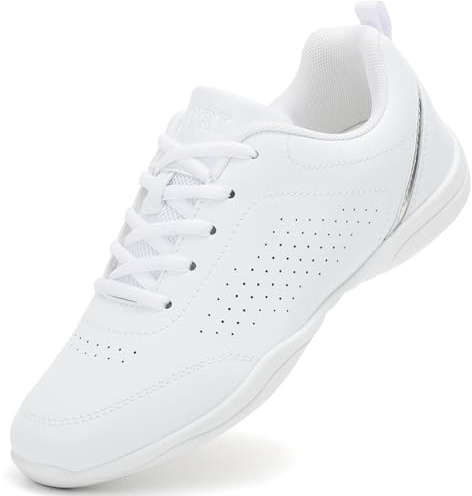 GlideMoves Cheer Shoes Girls Tumbling Exercise Aerobic Training Dance Cheerleading Youth Comfortable Sneakers Big Kid Size 2.5 Women 5 White 35