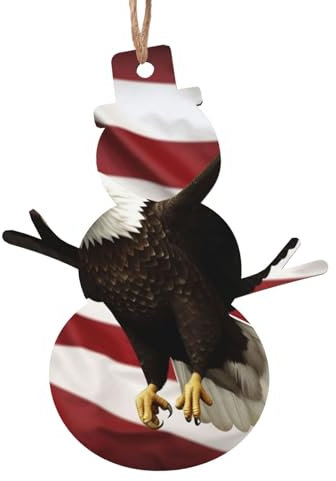 Weihnachts-Holzornamente, amerikanische Flagge, Fliege, Adler, Weihnachtsbaum, hängende Schneemann-Form, Weihnachtsdekoration für Weihnachten, Urlaub, Party, Dekoration 1