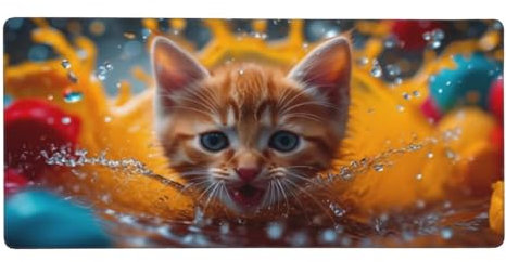 Large Mouse Mat XXL Cat Mouse Pad, Mouse Mats for Desk Protector Mat with Anti-Slip Base, Waterproof&Durable Mousemat for Gaming, Office, Home, Stitched Edges Keyboard Mat 1200x600x3mm Color t-3442