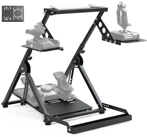 Anman Foldable Flight Simulation Cockpit 3.0 mit Fixed Slot Fit für Logitech/Thrustmaster/Hotas Warthog/Fanatec,Electronics Adjustable Fight Sim Mount Pedals, Steering Wheel Not Included