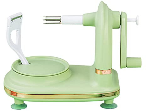 Pelapatate manuale veloce per mele | Pelapatate a ventosa antiscivolo – pelatrice manuale veloce, per verdure, pere, patate, lame in acciaio inox (21,1 x 11,9 x 15 cm) (verde chiaro)