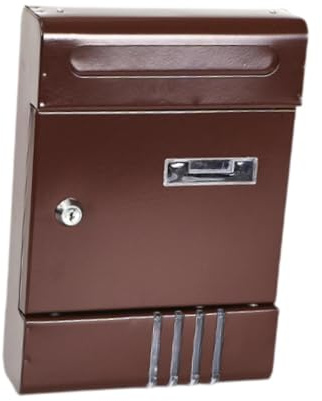 Baoblaze Cassetta postale montata a parete cassetta per lettere bloccabile facile installazione casa decorativa per le riviste post -box post per porta da, Marrone