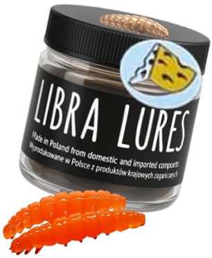 Libra Lures Larva 30mm | Forellenköder Supersoft | Inhalt: 15 Stück | Aroma: Käse | Farbe: 011 / Hot Orange