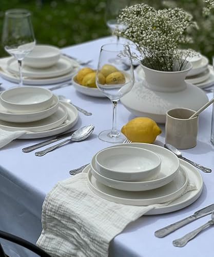 Zoha Pure Geschirrset 12 Personen – modernes Porzellan Tafelservice 48-teilig – elegantes Kombiservice im skandinavischen Stil – hochwertiges weißes Geschirr – spülmaschinengeeignet & mikrowellenfest