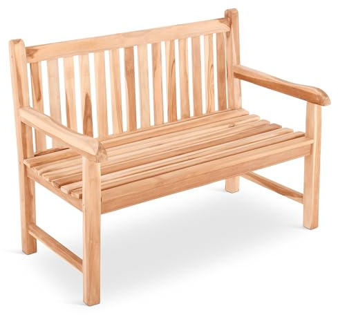 Raburg Lana Gartenbank, 120 cm, Teakholz, Natur, gerade Rückenlehne | wetterbeständig. Belastbarkeit ca. 120 kg pro Sitzplatz. Geeignet für Garten, Balkon und Terrasse.