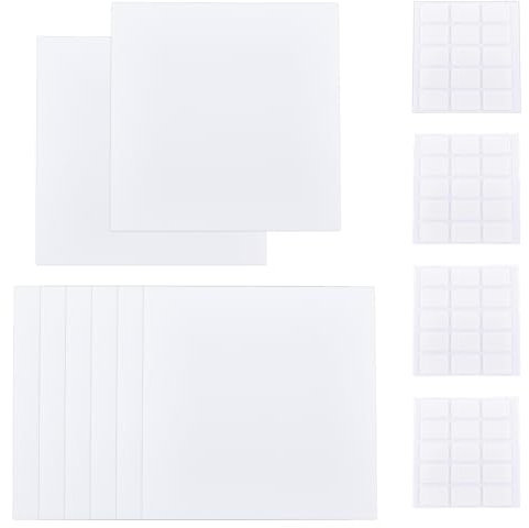 SUPERFINDINGS 8Pcs Wall Hole Cover Sheets with 60Pcs Plastic Stickers 30cm Plate Dustproof Cover Plate Square Frosted Blank Plate for Wall Plasterboard Hole Covering