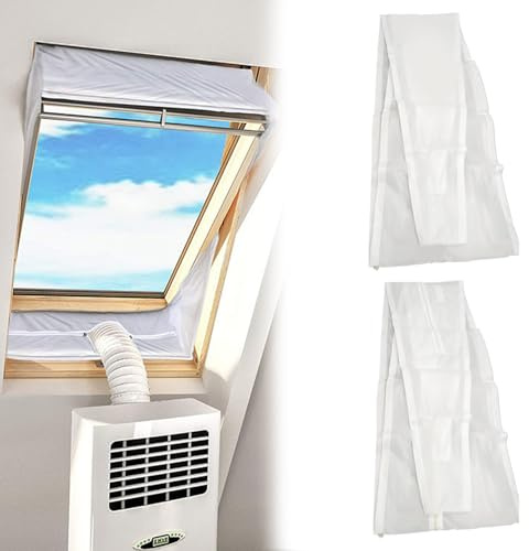 Air Conditioner Window Seal Kit, Centre Pivot Roof Window Seal Kit for Portable Air Conditioner, Windproof Fastening Tape Zippered AC Vent Seal for Window and Wall (190cm)