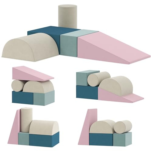 AIYAPLAY Blocchi da costruzione in schiuma per bambini, 5 pezzi, per arrampicata giganti, mattoncini morbidi con velluto, set di mattoncini da costruzione, colorati