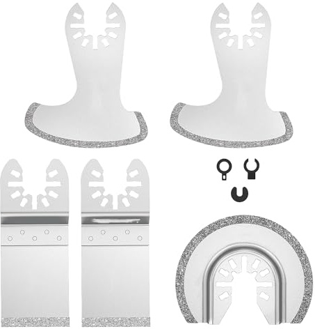 5Pcs Multi Tool Masonry Blade, Oscillating Multitool Grout Removal Blades, Diamond Universal Hole Pattern, Grout Removal Blade for Oscillating Tool Fit for Milwaukee Ryobi Rockwell DREMEL Fein
