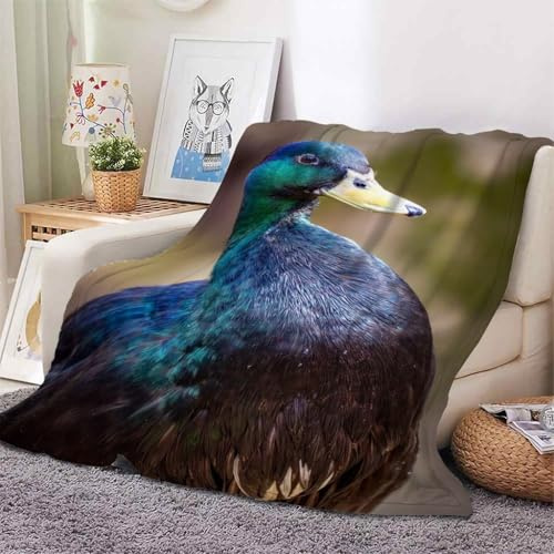YZQGLHP Manta Pato Verde Mantas Aves De Corral Estampado 3D Cobija Mantas Suave Franela para Cama, Cobertor Sofa 150x200 cm Manta de Microfibra Cálida Decorativa