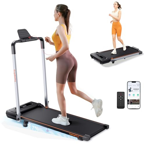 HomeTro Walking Pad With Incline 7%, Treadmills For Home Foldable, 2.5HP Ultra-Quiet Compact Folding Under Desk Treadmill with Handle,12 km/h Speed Walking Pads,12 Modes Running Machine.