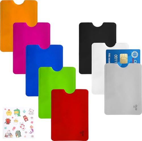 YPLANGENT Set 8 SafeCard RFID – Funda protección RFID para Tarjeta bancaria, Porta Tarjetas Anti piratería con Aluminio Anti-scan para Tarjetas NFC, crédito e identificación