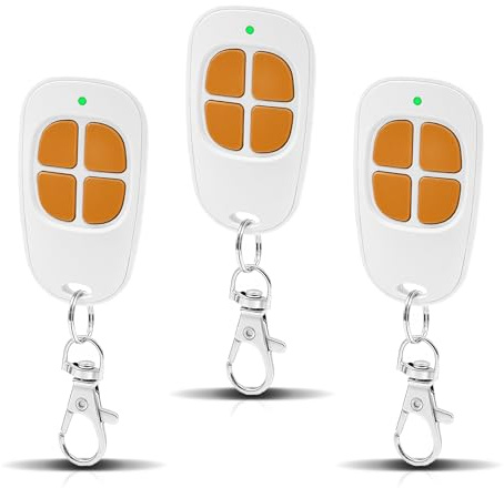3 x AAM0049 - Mando a distancia para puerta y garaje - Compatible con SCS Sentinel - 433,92 MHz - 4 canales - Código secreto giratorio y largo alcance - Naranja